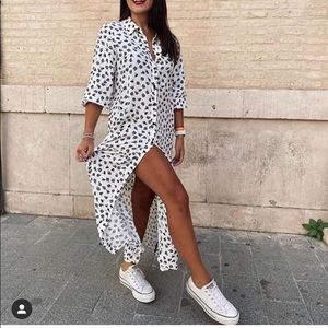 Zara floral print button up midi dress